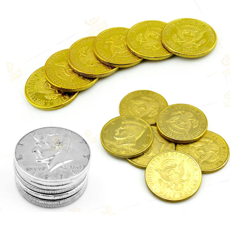 1pcs Silver/Gold Color Magic Coin Half Dollar Top Quality Tricks Magician Gimmick | Игрушки и хобби