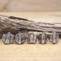 three white quartz point soldered antique copper rings crystal stick adjustable ring fashion women jewelry dropshippingqc4133