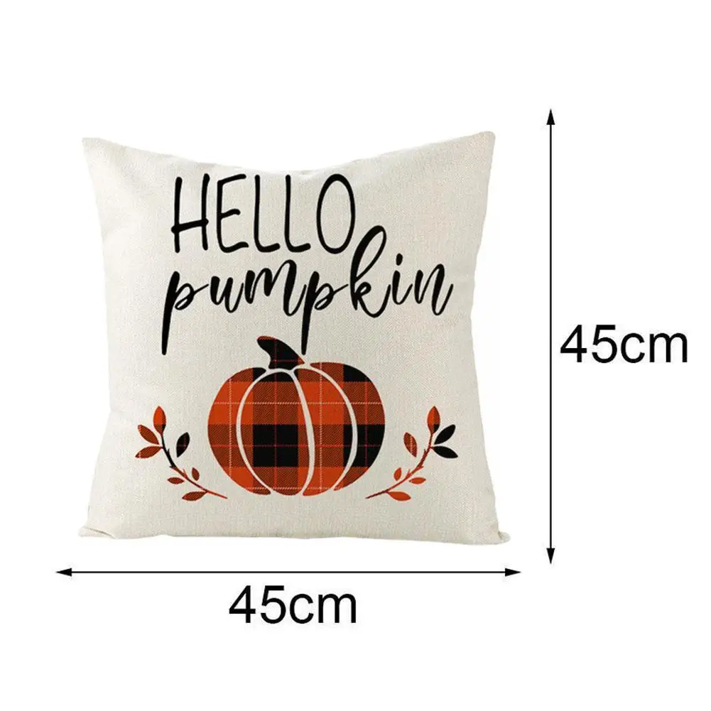 

Fall Pumpkin Cushion Covers Farmhouse Decor Thanksgiving Check Covers Pillow Throw Buffalo Thanksgiving Happy Linen 45*45cm P7Z5