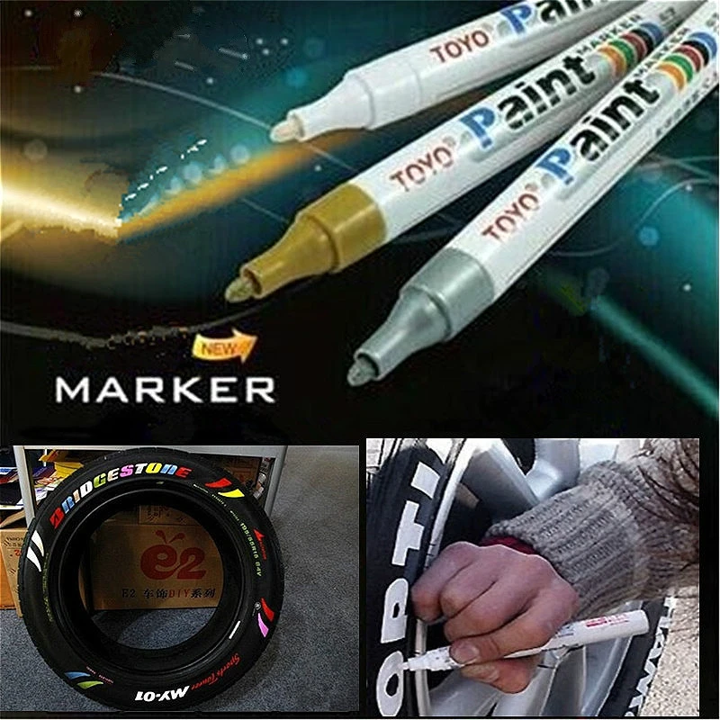 

White Waterproof Rubber Permanent Paint Marker Pen Car Tyre Tread Environmental Tire Painting