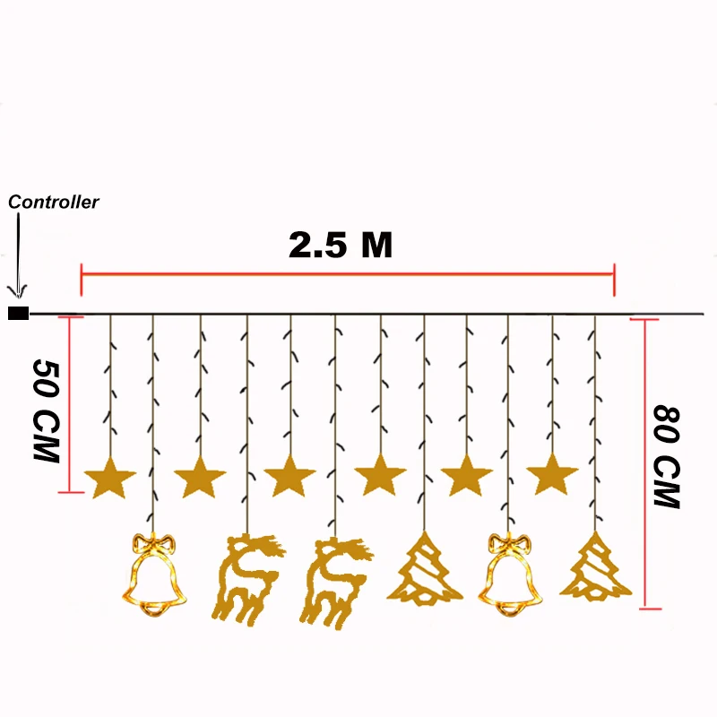 Штепсельная Вилка EU/US Рождественская елка олень светодиодная сказочная