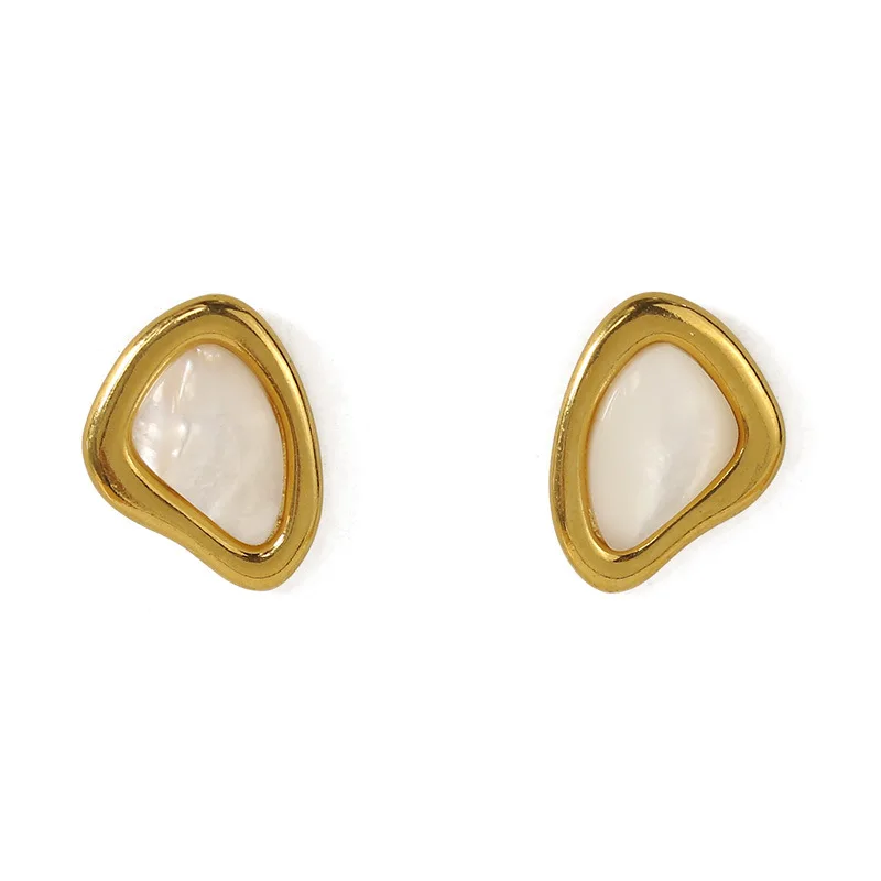 

925 Silver Korean Temperament Minimalistic Geometric irregular Shell Stud Earrings For Women Personality Wild Ins Elegant Female