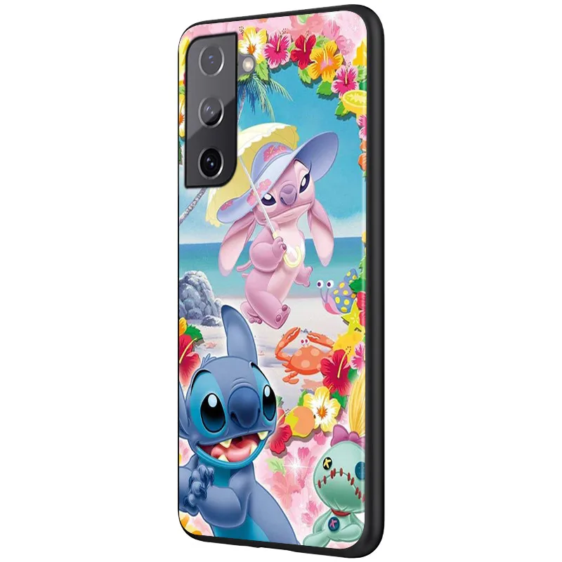 Cover Lilo Stitch Cartoon For Samsung Galaxy S22 S21 S20 Ultra Plus Pro S10 S9 S8 S7 4G 5G silicone Soft Black Phone Case
