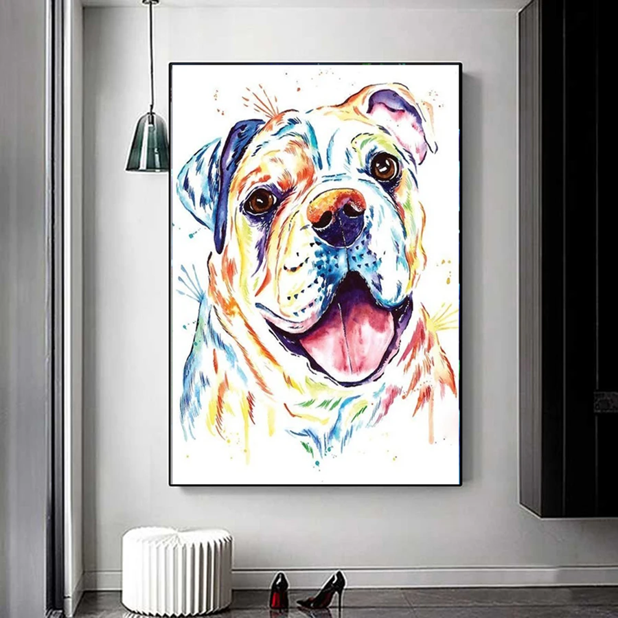 

New Soft canvas round diamond painting colorful dog full diamond embroidery mosaic crystal stone beaded cross stitch kit animal