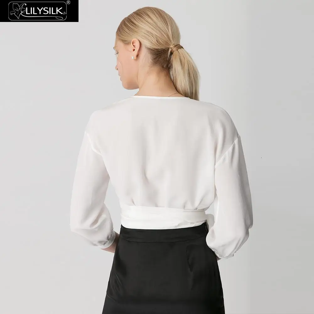 LILYSILK блузка рубашка женская элегантная завязывающаяся Лента 18 мм шелковые Лаки Распродажа