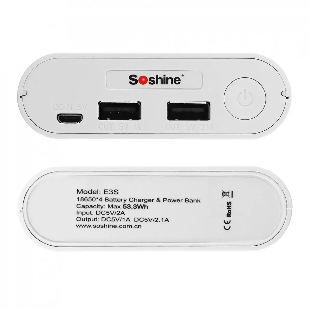 Soshine E3S 18650 портативный источник питания с двойным USB + умное интеллектуальное