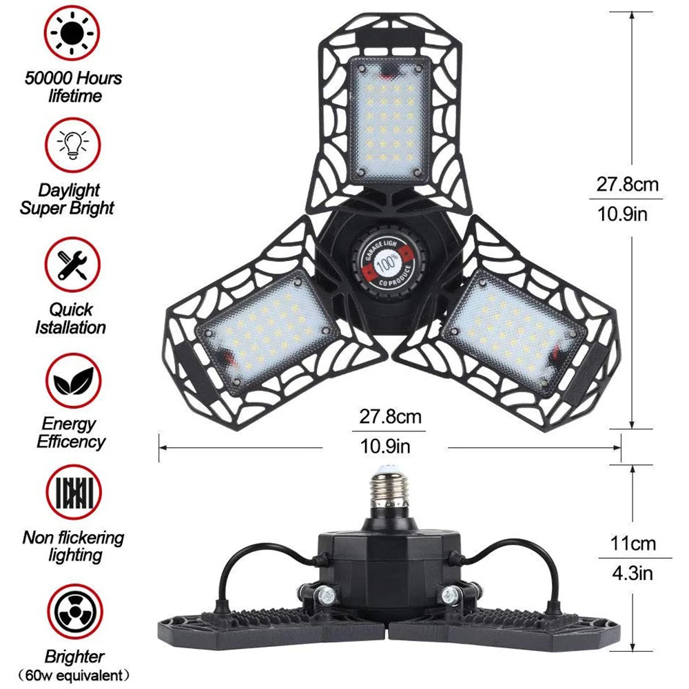 Светодиодный светильник для гаража с радиолокационной индукцией 80 Вт 6000Lm