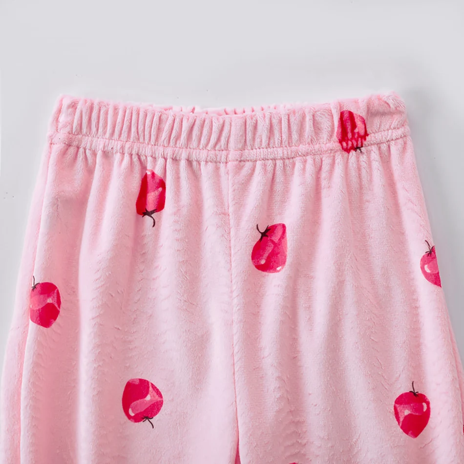 Spring Autumn Baby Girls Thin Flannel Pajama Set Cute Cartoon Lace Homewear Pyjamas Kids Casual Clothing Suit Children 1-6 Years