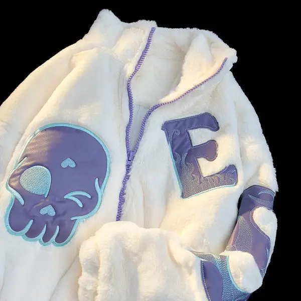 Зимняя новая куртка из овечьей шерсти с вышитыми буквами Хлопковая женская