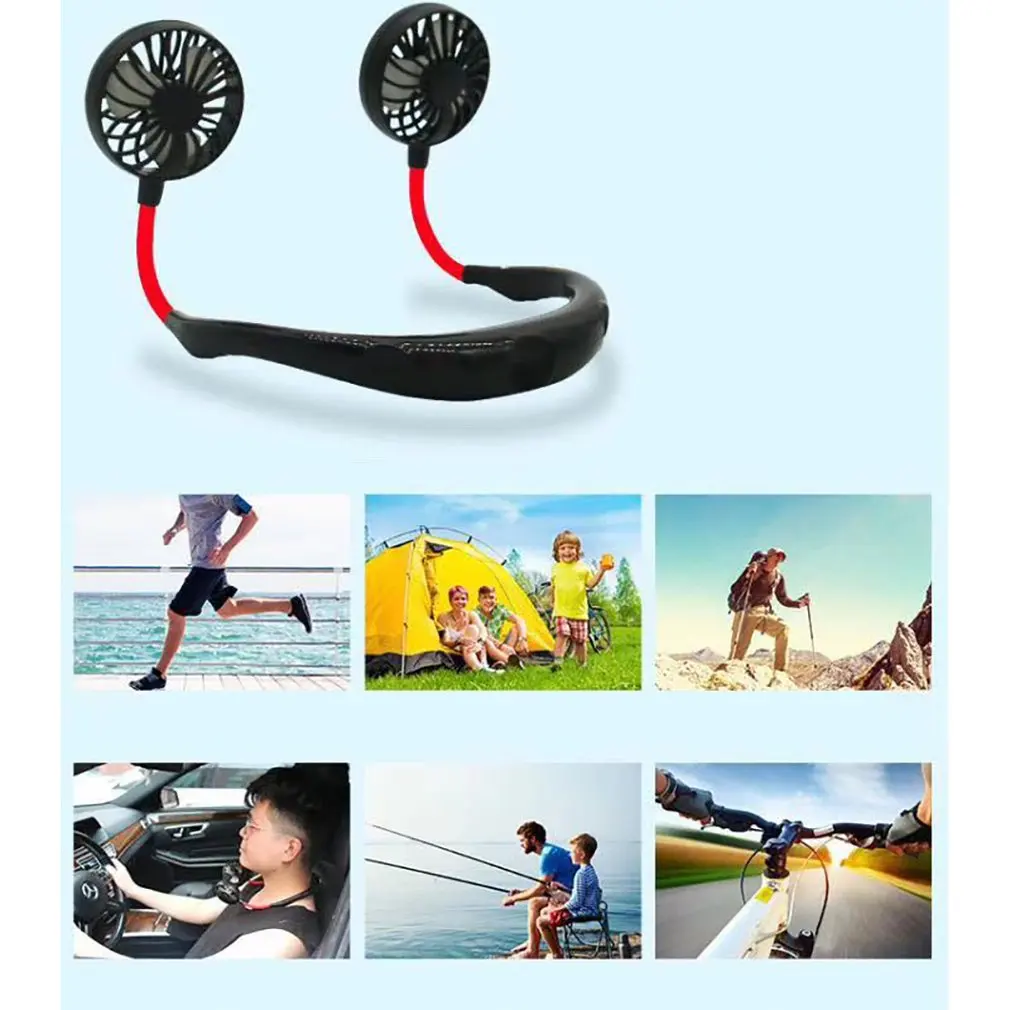 USB Double Head Hanging Neck Small Size Handheld Electric Fan Air Conditioner Cooler Cooling Summer Desk Table Dropshipping | Бытовая