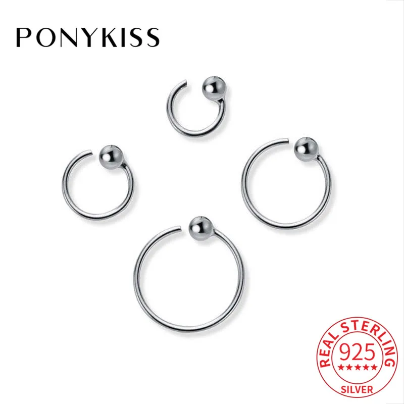 

PONYKISS Romantic S925 Sterling Silver Chic Sweet Elegant Round Bead Clip Earrings Women Party fine Jewelry Lover Gift Accessory
