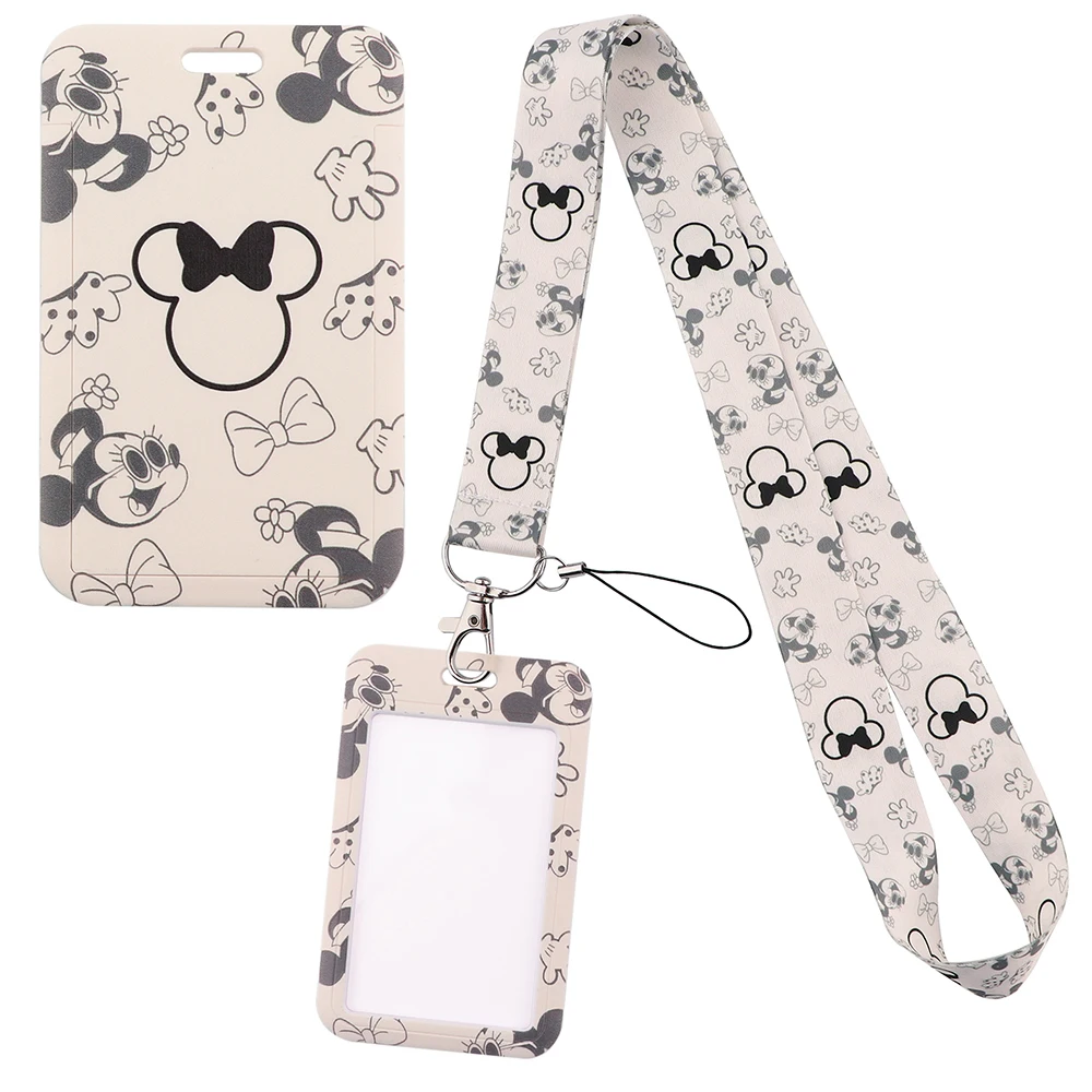 

YQ711 Mickey Minnie Mouse Lanyard with Card Holder Phone Rope Business Badge Holder Cartoon Neck Strap Keychains Lariat Lasso