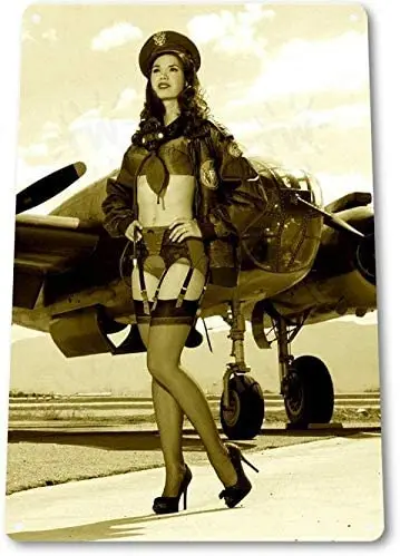 

Pinup Girl Sexy Combat Military Man Cave Gun Wall Decor Home Bar Pub Decorative Metal Tin Sign Wall Poster NY-10
