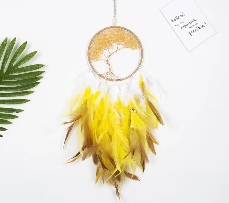 

European And American Fashion Ethnic Wind Crystal Stone Catcher Dream Net Home Decoration Bedroom Hanging Girl Birthday Gift 410