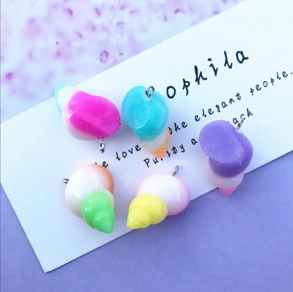 ZALEBABA 3D Подвески из полимерного радужного раковины очень милые брелоки подвески