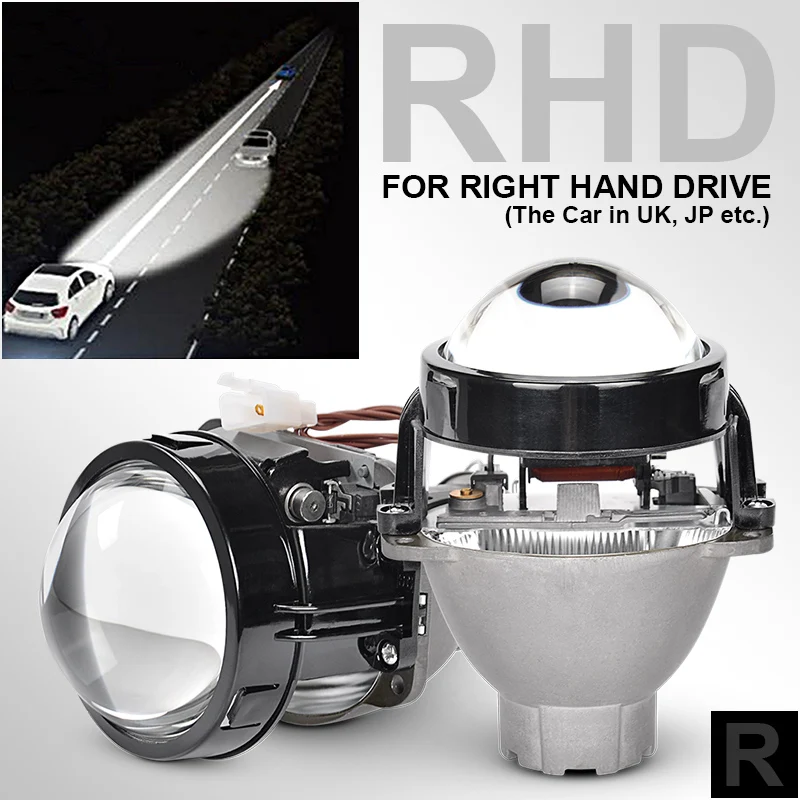 Right Hand Driver 3,0 дюймов Q5 H7 D2S HID Bi Xenon черный круглый металлический светодиодный прожектор для автомобиля Стайлинг налобный фонарь Аксессуары для модификации - Цвет: Right Hand Driver