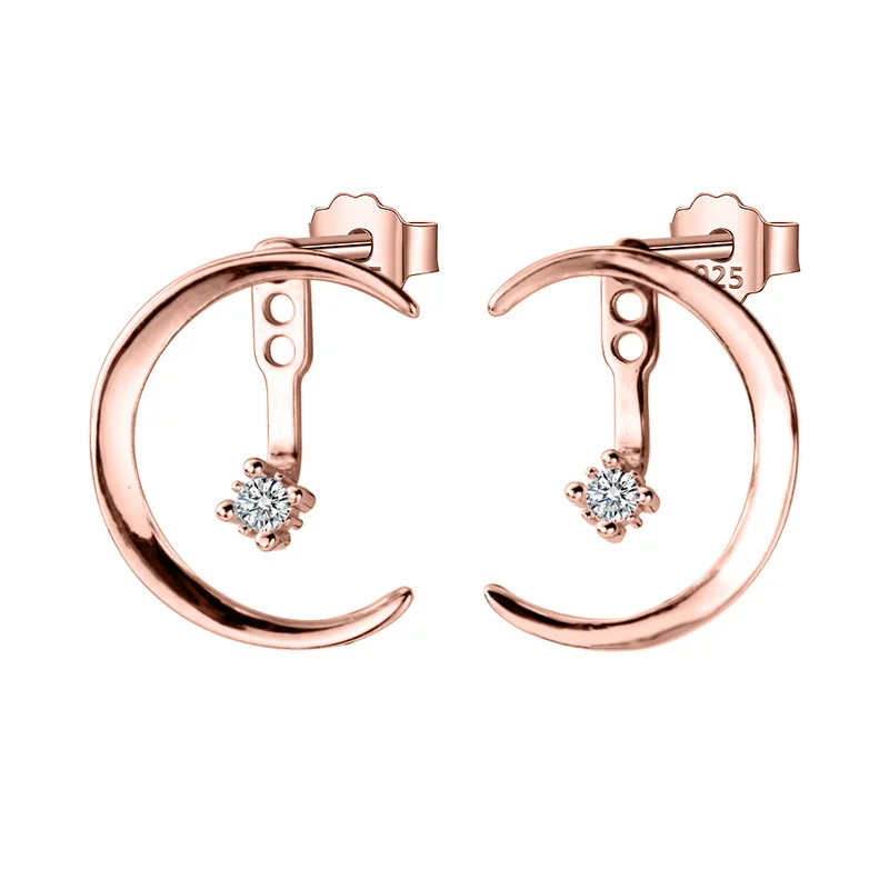 Rose Gold Trusta настоящие 925 пробы серебряные женские серьги-гвоздики в лунном стиле серебряные 925 ювелирные изделия подарок DS1872 - Окраска металла: Rose Gold