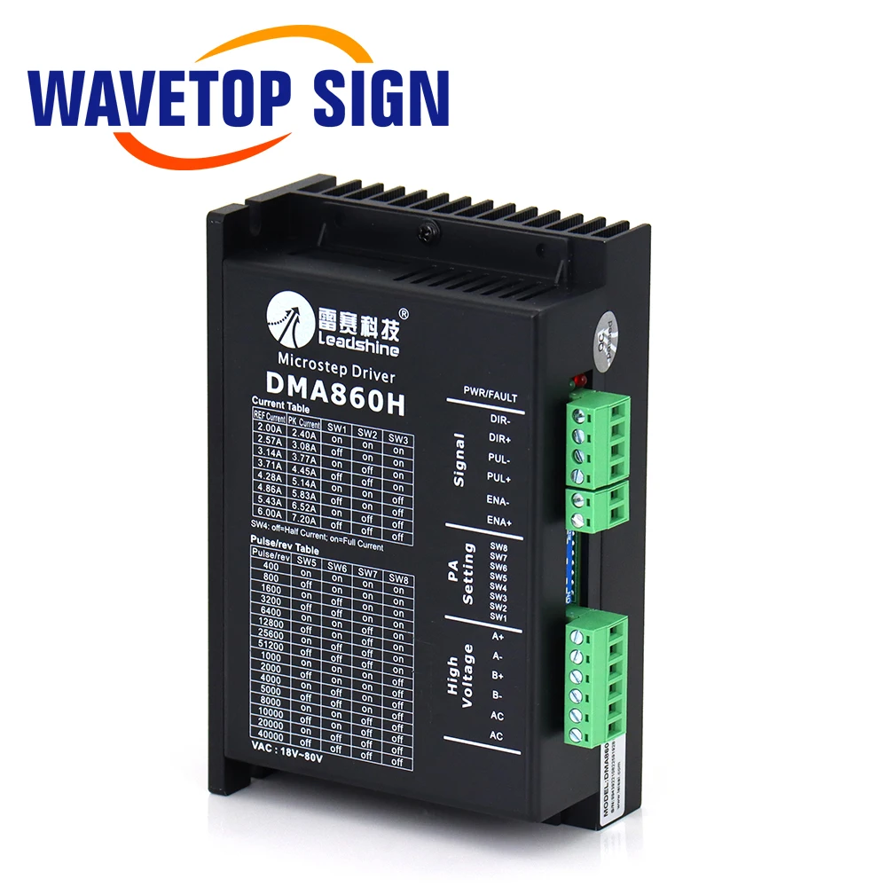 WaveTopSign LeadShine шаговый мотор драйвер DM860 DMA860H 2 Фаза 18 80VAC 4 7.2A для Co2 Лазерная