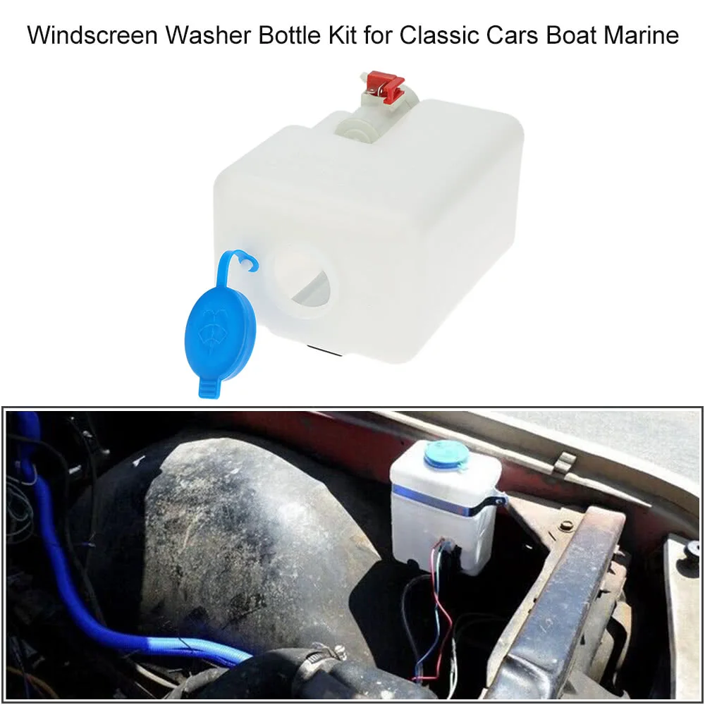 Universal Windscreen Washer Bottle Kit Cleaning Tools 12V Ideal for Classic Cars Boat Marine