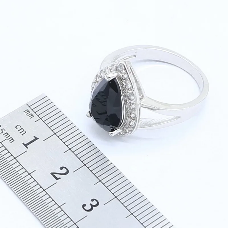 Женское кольцо из серебра 925 пробы с черным топазом | Украшения и аксессуары
