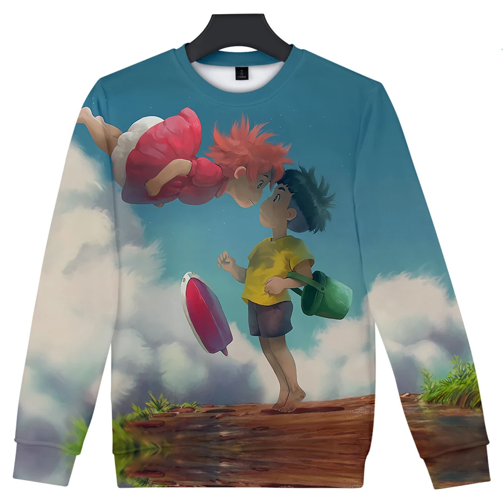 Толстовка Ponyo на скале для мужчин и женщин повседневный свитшот с 3D рисунком