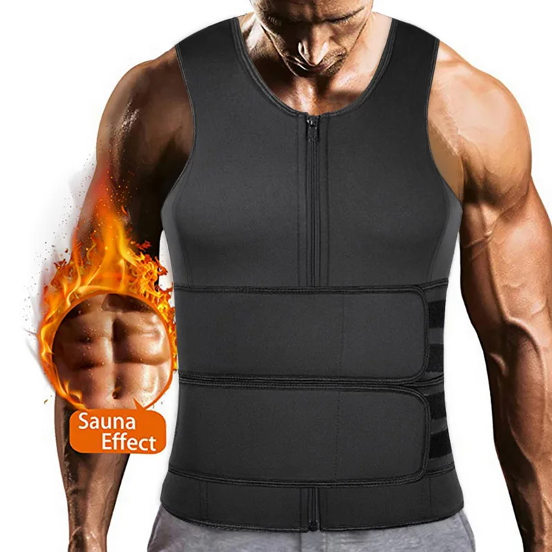 

Men's Sweat Sauna Vest Waist Trainer Body Shaper Neoprene Tank Top Compression Shirt Workout Fitness Back Support Gym Corset Top