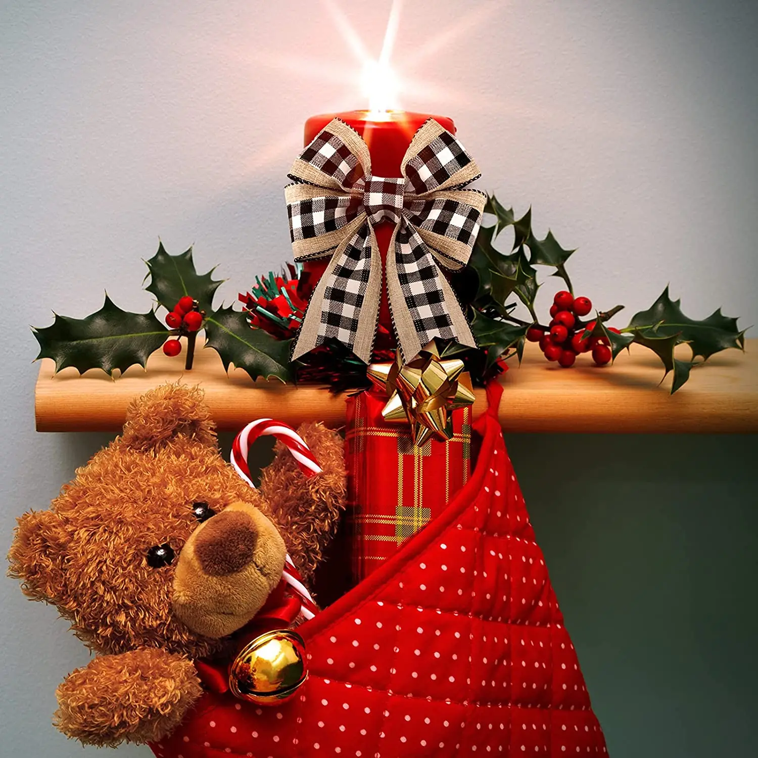 Клетчатая Проводная Рождественская тесьма из натуральной джутовой ткани лента