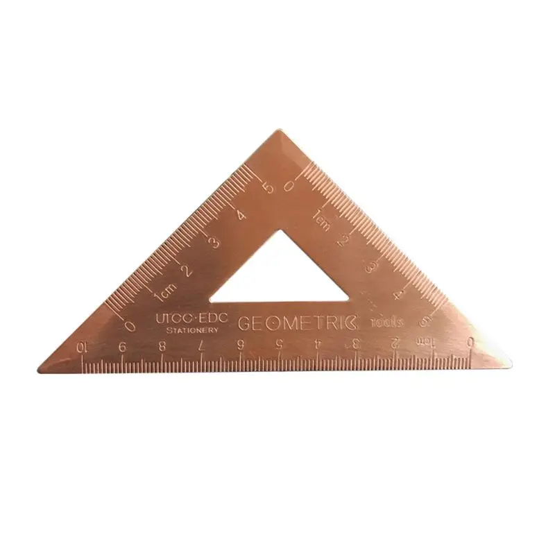 

New Retro Copper Lsosceles Triangle Ruler Drawing Painting Measuring Tool Cartograph Math Stationery