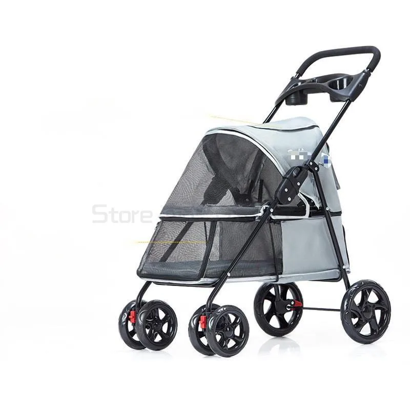 

Четырехколесная прогулочная коляска для маленьких собак и кошек, суперсветильник и дышащая Коляска из ткани Оксфорд, подшипник