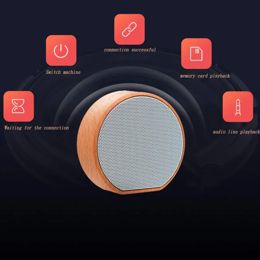 Беспроводная bluetooth колонка с деревянным лицевым покрытием портативный мини