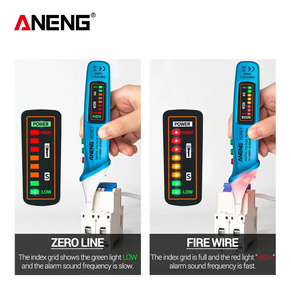 ANENG VC1017 AC Voltage Detector Tester Meter 12V-1000v Non-contact Pen Style Electric Indicator LED voltage Meter Vape Pen CA images - 6