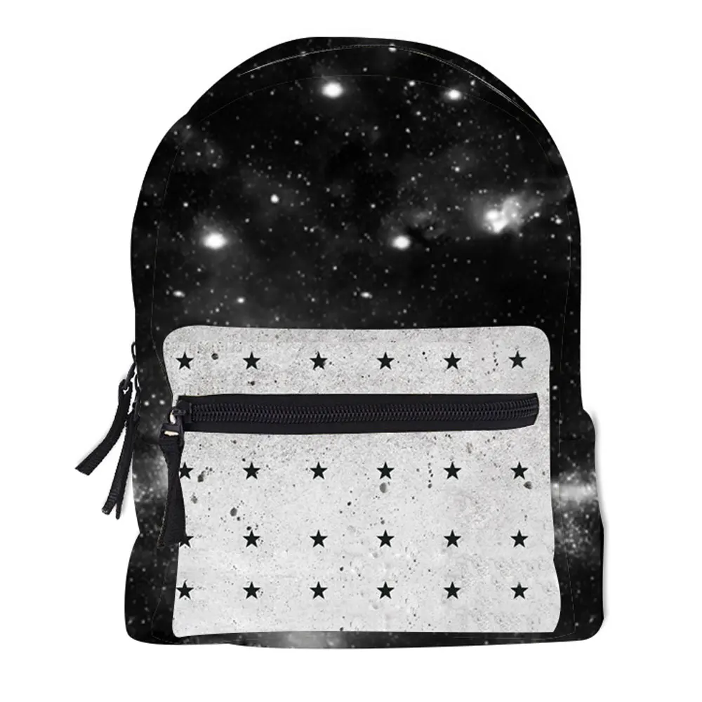 Women Backpack Black Casual Kawaii Mini Backpack Print Boy And Girl School Bag Starry sky Universe Small Bag Mochila