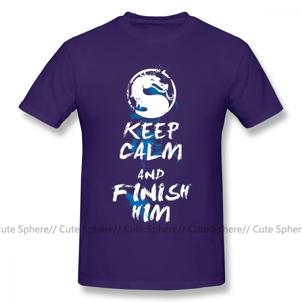 Mortal Kombat, Футболка Keep Calm, потрясающая уличная футболка, 100 хлопок, большие размеры, короткий рукав, Мужская футболка с принтом - Цвет: Purple