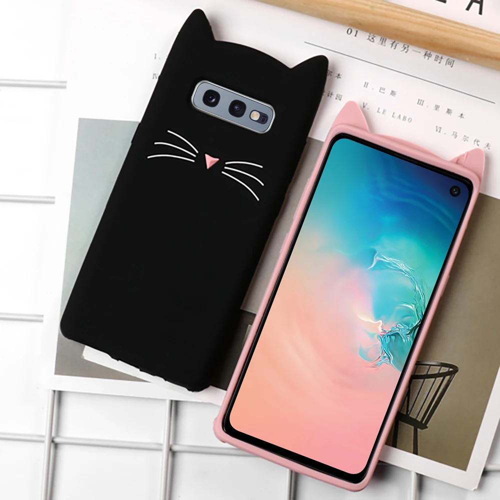 Милый силиконовый резиновый чехол для телефона LAPOPNUT с 3D кошкой Samsung Galaxy S10e S7 Edge S10