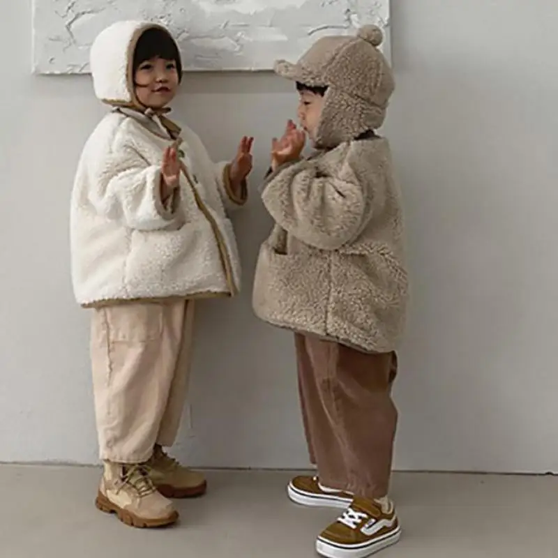 

Модная однотонная хлопковая одежда для маленьких мальчиков и девочек, теплая куртка с длинным рукавом для малышей, теплая верхняя одежда на...