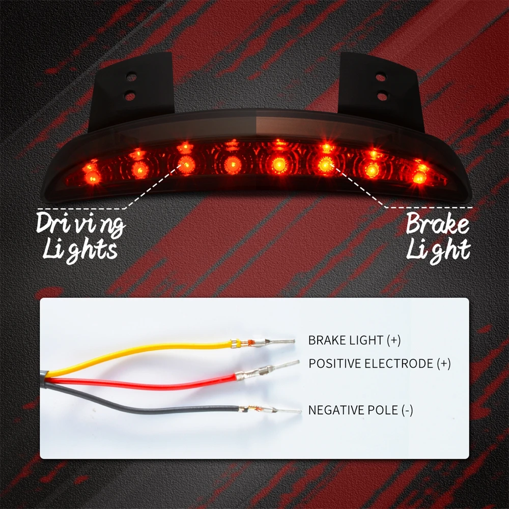 Заднее крыло мотоцикла со шлейфом край красный светодиодный тормозной фонарь