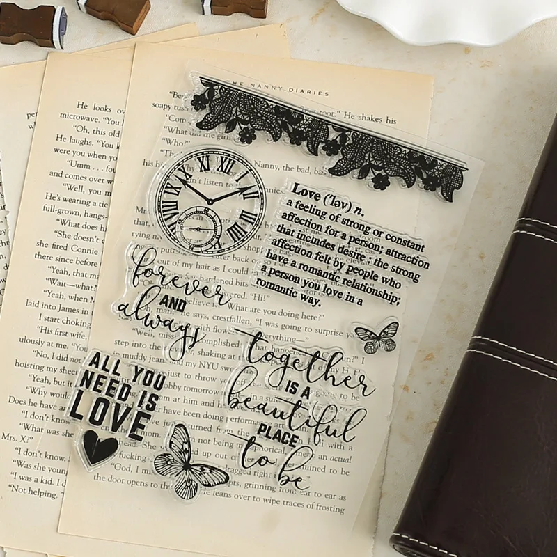 Новые часы на английском прозрачном штампе DIY силиконовые уплотнения скрап