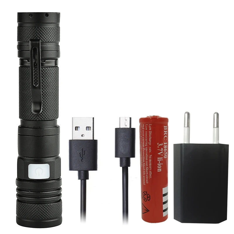 Option C Litwod Z201301 XM-L2 U3 Micro USB Перезаряжаемый светодиодный фонарик масштабируемый 5 режимов Переключатель алюминиевый фонарь фонарик факел - Испускаемый цвет: Option C