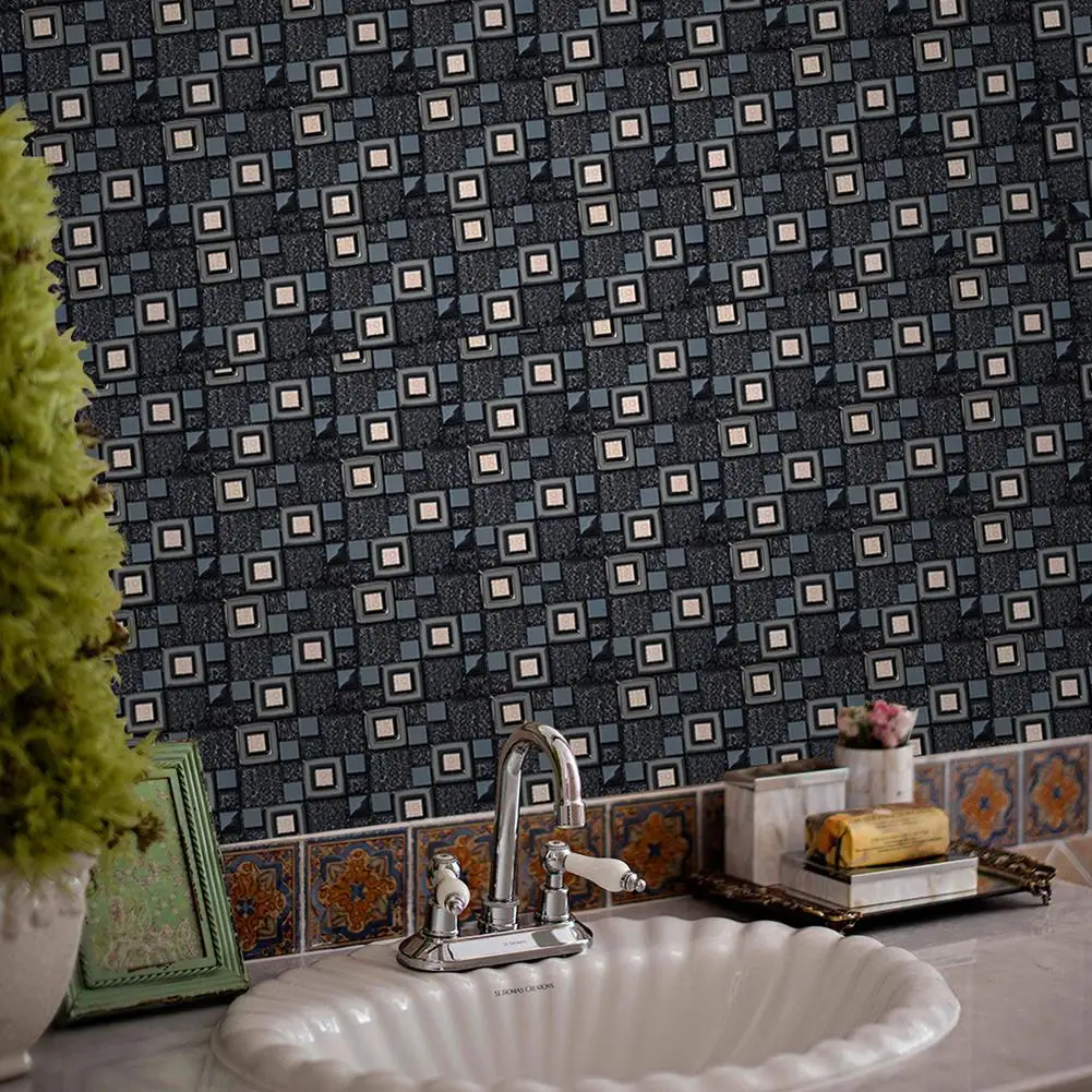 

10pcs PVC Mosaic Tile Wall Sticker Waterproof Tiles Decals Toilet Dining Room Kitchen Modern Simplicity Decoration 10x10cm