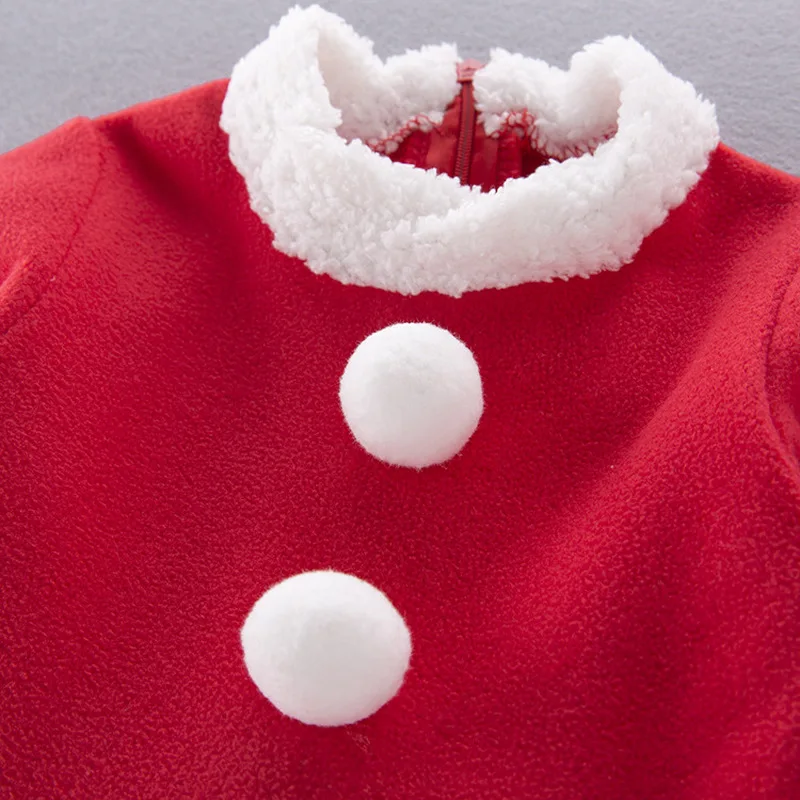 Рождественский костюм из трех предметов для маленьких девочек платья шапочка