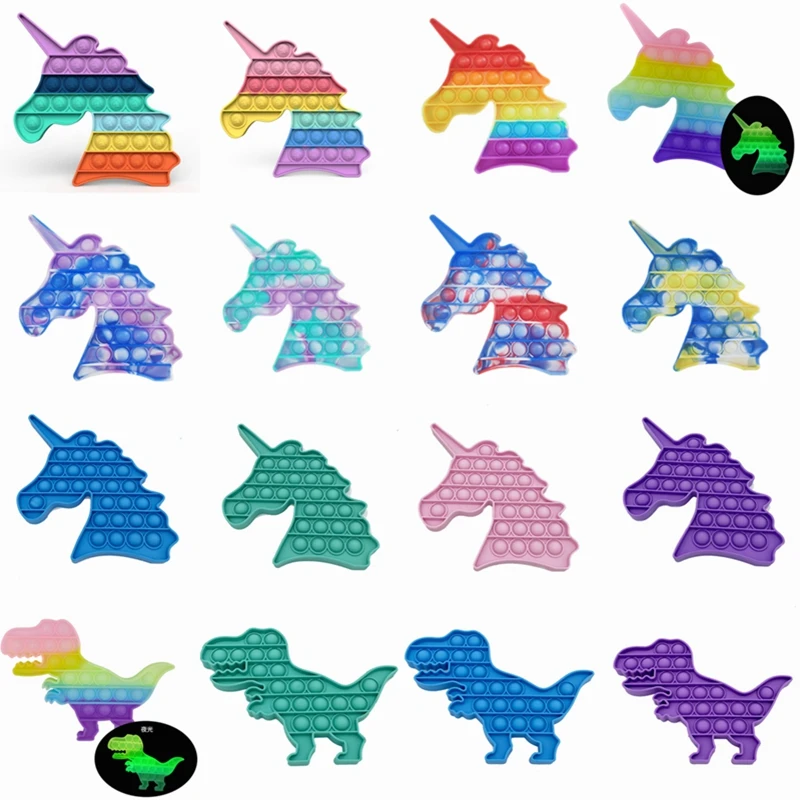 

Push Bubble Fidget Toy Rainbow Unicorn Dinosaur Fidget Toys Autism Special Needs Sensory Anti-Stress Relief Toy Squishy Kid Gift