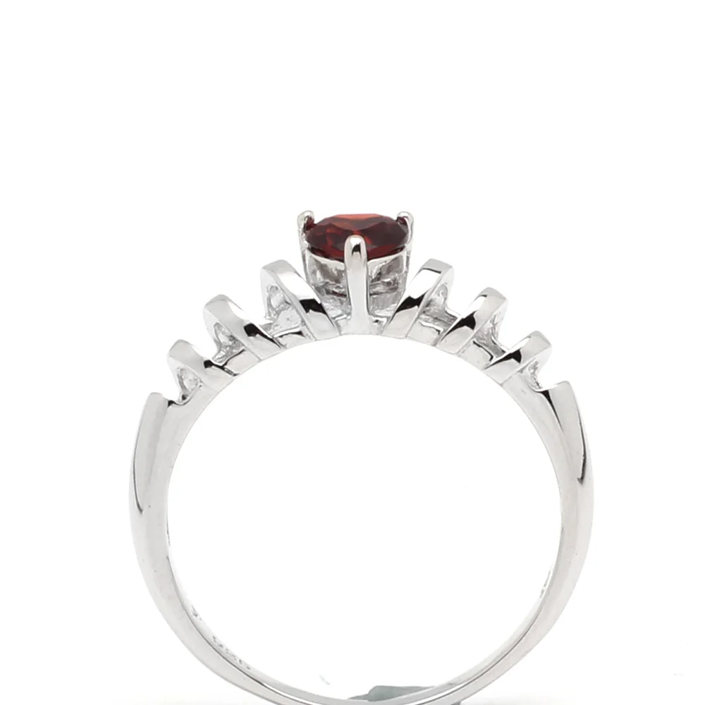 Женский кольцо из стерлингового серебра 925 Сердце красный гранат 5x5 мм камень