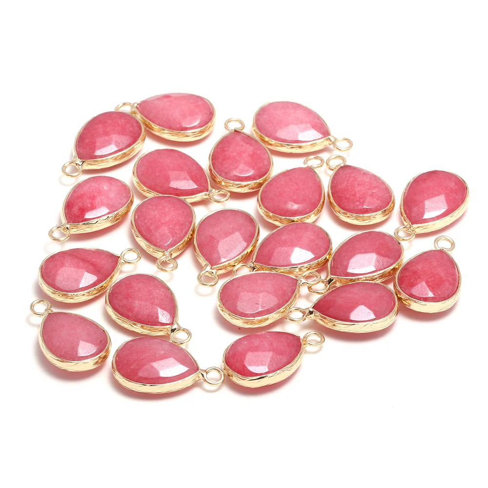 

2pcs Natural Stone Charms Pendants Stained Stone Drop-shaped Faceted for Jewelry Making DIY Nacklace Earring Bracelet 13x23mm