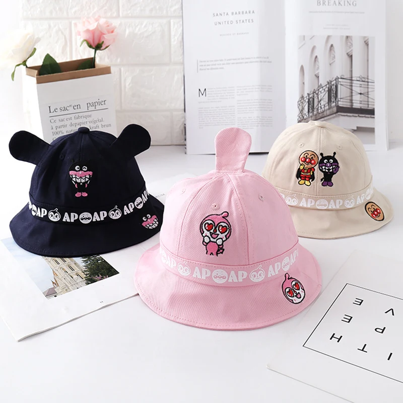 

Spring Summer New Baby Hat Korean Cartoon Embroidered Cotton Fisherman Cap Girls Boys Sunscreen Bucket Hat