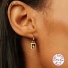 Серьги-кольца женские из серебра 925 пробы с кристаллами циркония