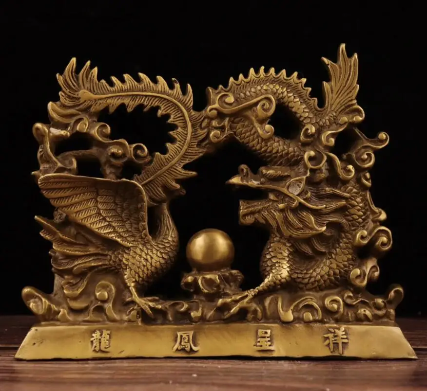 

Китайский латунный дракон феникс Chengxiang статуя ремесла