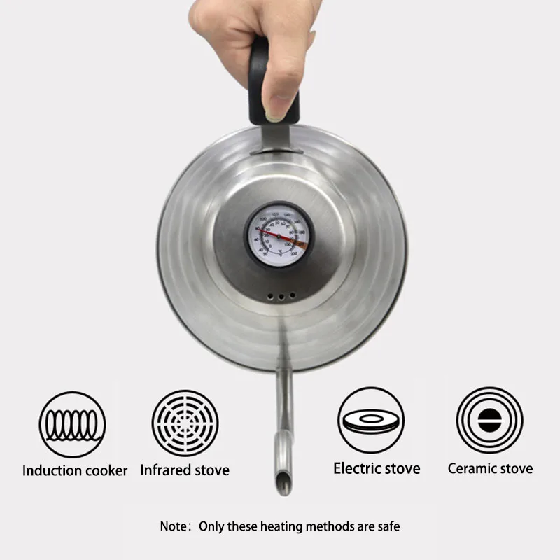 Кофейник с гусиной шеей чайник термометром кофейный капельный из нержавеющей