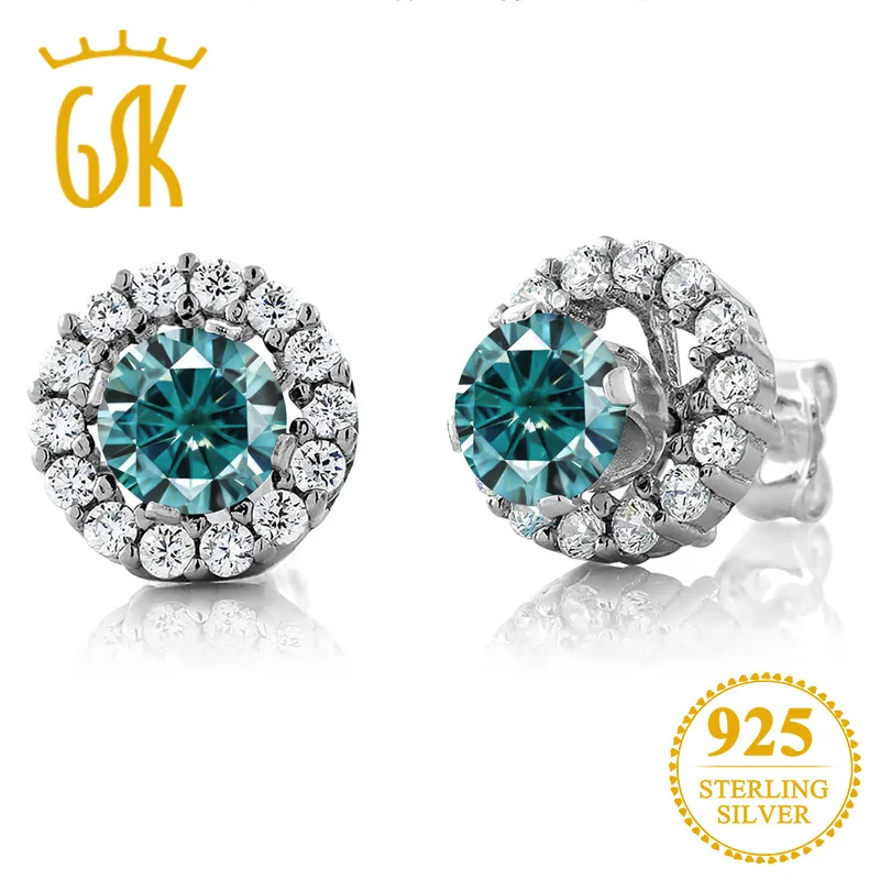 Женские серьги из стерлингового серебра 925 пробы GEMSTONEKING круглые голубые