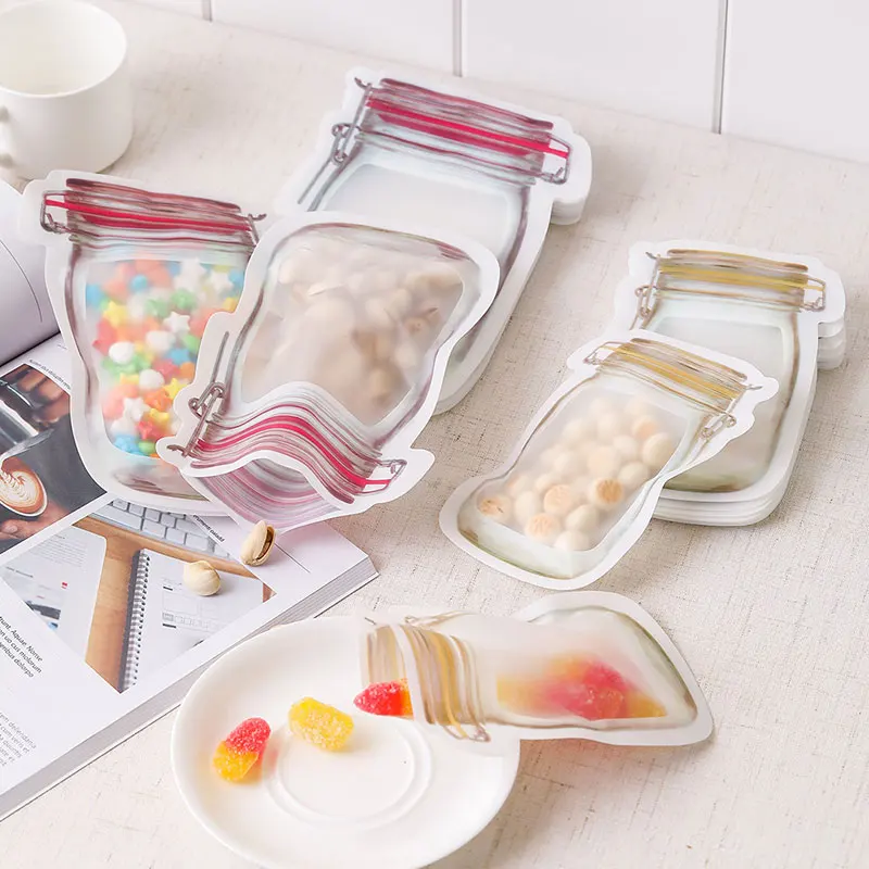 

48PCS Mason Jar Storage bag Zip Lock Snack Bags Food Fresh Keeping Organizer Bag Kitchen Storage Organizer