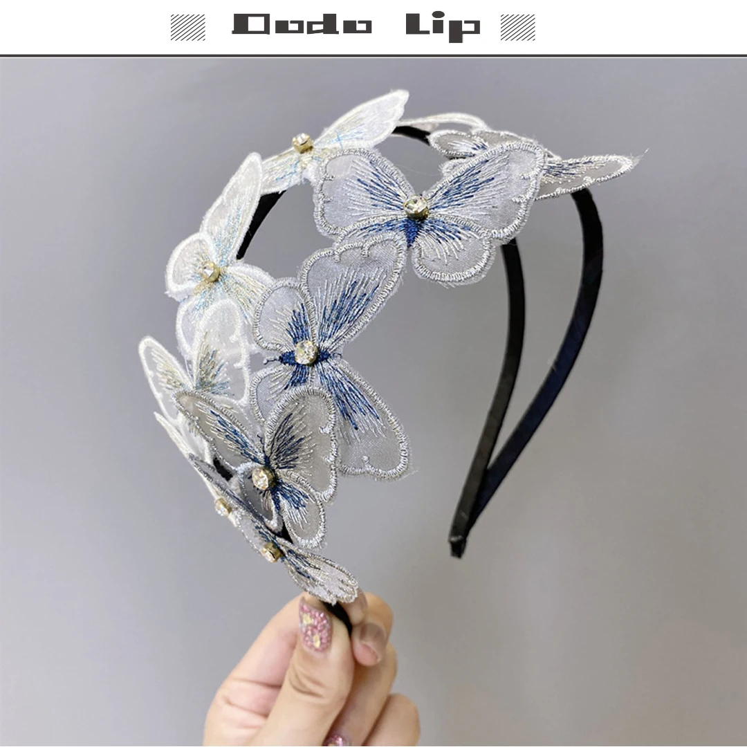 

Simulation Butterfly Hairband Pearl Rhinestone Thin headbands cute sweet hair bands for girls outside bezel hair accessories